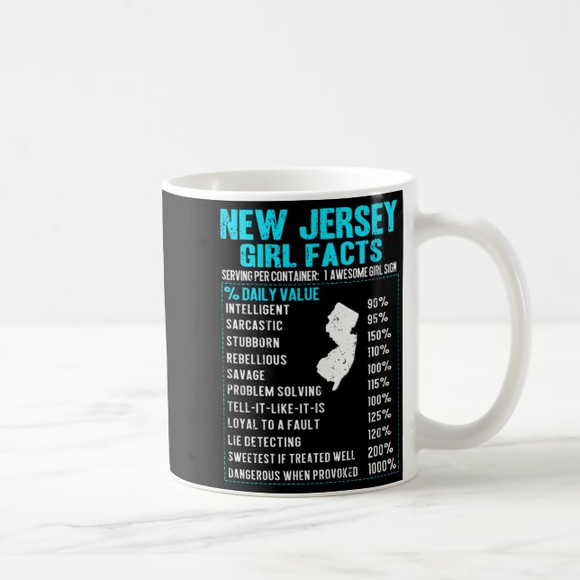 Womens New Jersey Girl Facts Funny Birthday Gift B Kaffeetasse (Rechts)