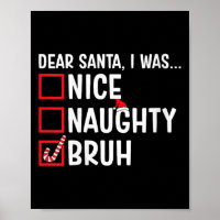 Womens Nice Naughty Bruh Funny Santa Christmas Lis