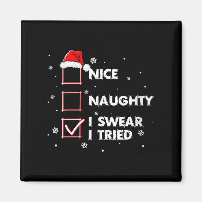 Womens Nice Naughty I Swear I Tried Shirt Adult Sa Magnet (Vorne)