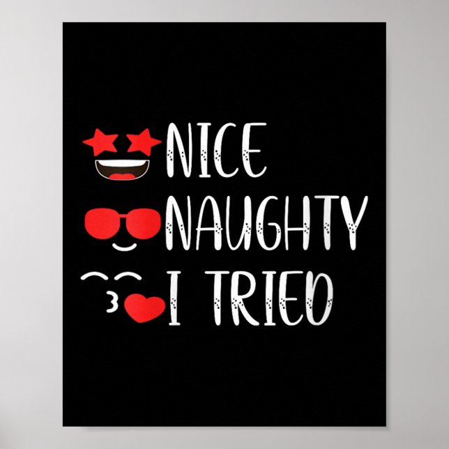 Womens Nice Naughty I Tried V-neck  Poster (Vorne)
