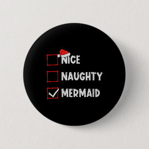 Womens Nice Naughty Mermaid Weihnachtsliste Xmas S Button