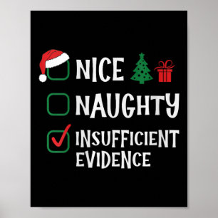 Womens Nice Naughty Ungenügend Beweise Christma Poster
