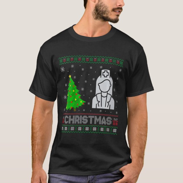 Womens Nicu Nurse Xmas Tree Lighting Ugly Christma T-Shirt (Vorderseite)