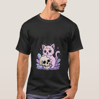 Womens Niedlich Cat Crystal Kawaii Pastel Goth Aes T-Shirt