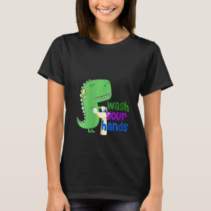 Womens Niedlich Dino T Rex Waschen Sie Ihre Hände T-Shirt