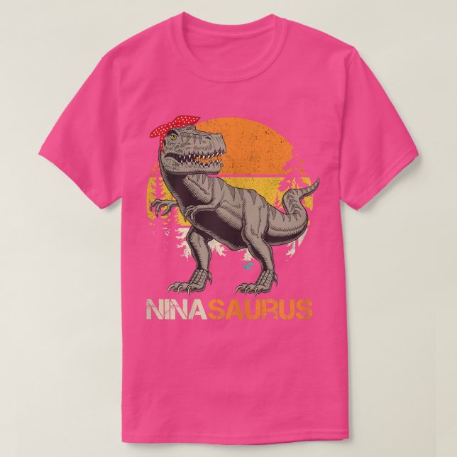 Womens Ninasaurus T rex Dinosaurs Nina Saurus Moth T-Shirt (Design vorne)