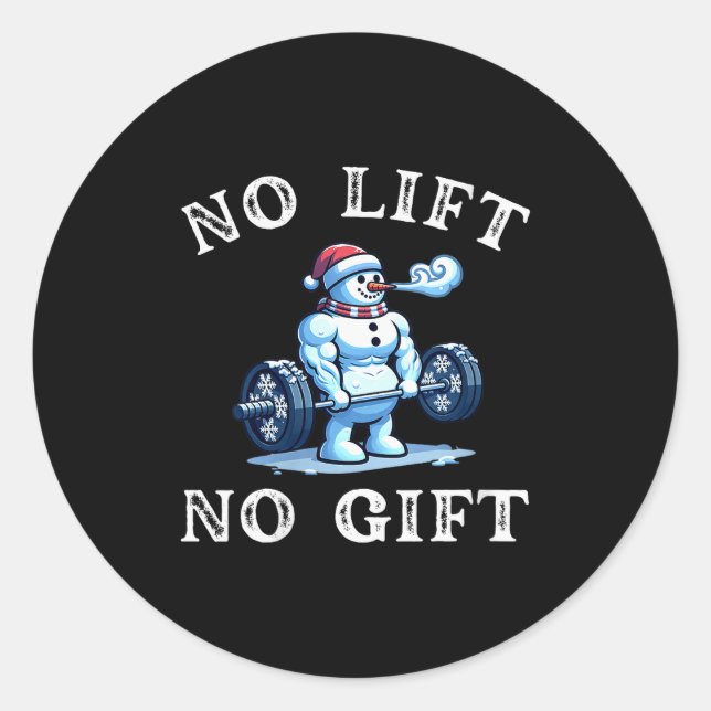 Womens No Lift No Gift Funny Workout Snowman Chris Runder Aufkleber (Vorderseite)