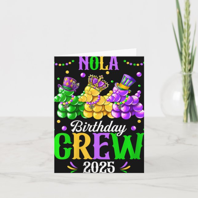 Womens Nola Birthday Crew 2025 New Orleans Mardi G Karte (Vorderseite)