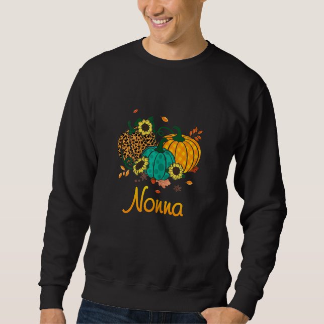 Womens Nonna Leopard Pumpkin Family Matching Thank Sweatshirt (Vorderseite)