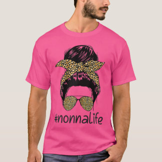 Womens nonnalife Life Messy Bun mit Leopard nonna T-Shirt