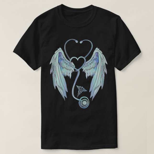 Womens Nurse Angel Wings Stethoscopes RN LPN Nursi T-Shirt (Design vorne)
