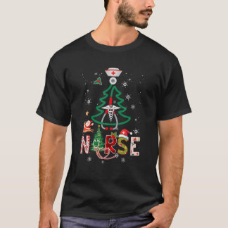 Womens Nurse Christmas Tree Stethoscope RN LPN Xma T-Shirt
