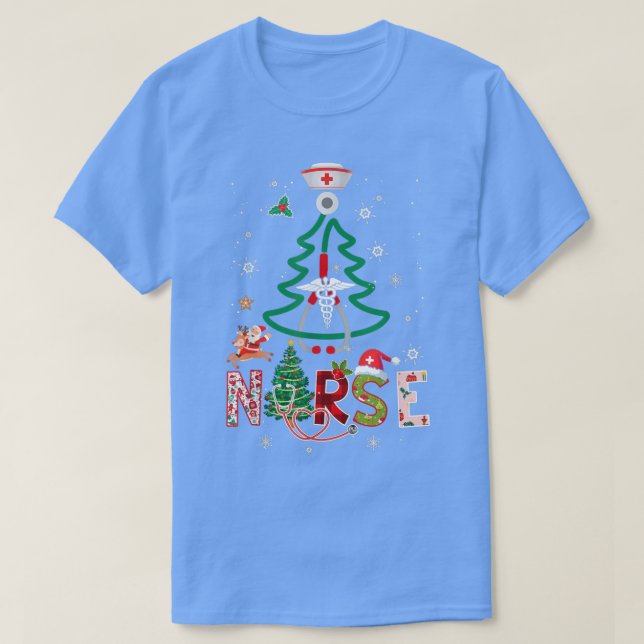 Womens Nurse Christmas Tree Stethoscope RN LPN Xma T-Shirt (Design vorne)