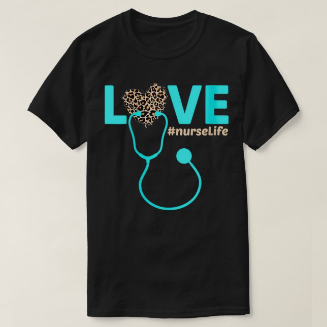 Womens Nurse Life RN LPN CNA Healthcare Leopard Nu T-Shirt (Design vorne)