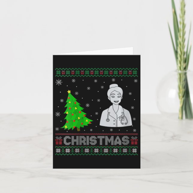 Womens Nurse Practitioner Xmas Tree Lighting Ugly Karte (Vorderseite)