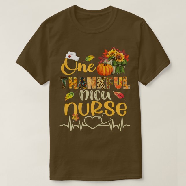 Womens One Thankful NICU Nurse Pumpkin Stethoscope T-Shirt (Design vorne)