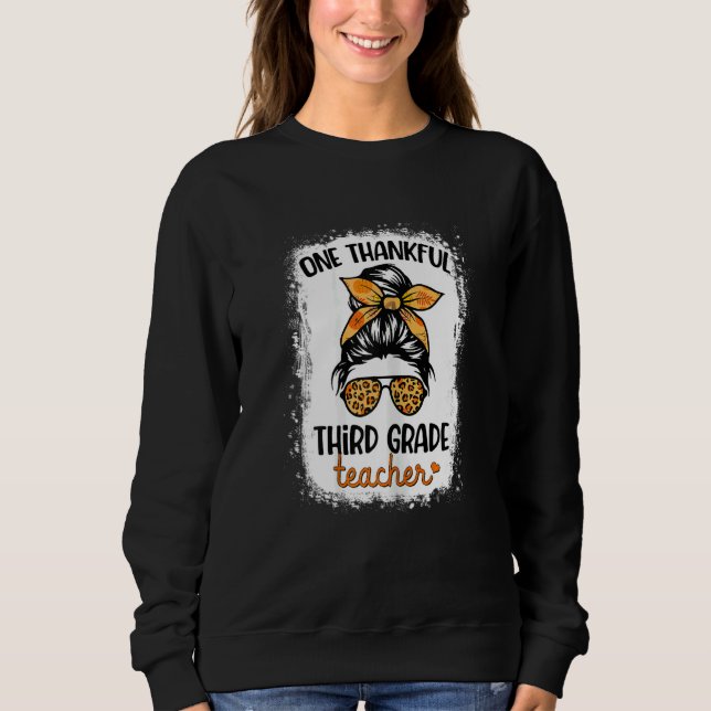 Womens One Thankful Third Grade Teacher Happy Fall Sweatshirt (Vorderseite)