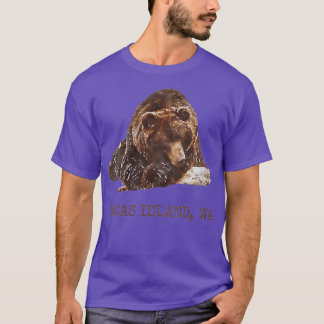 Womens Orcas Island Brown Grizzle Bär im Schnee wa T-Shirt