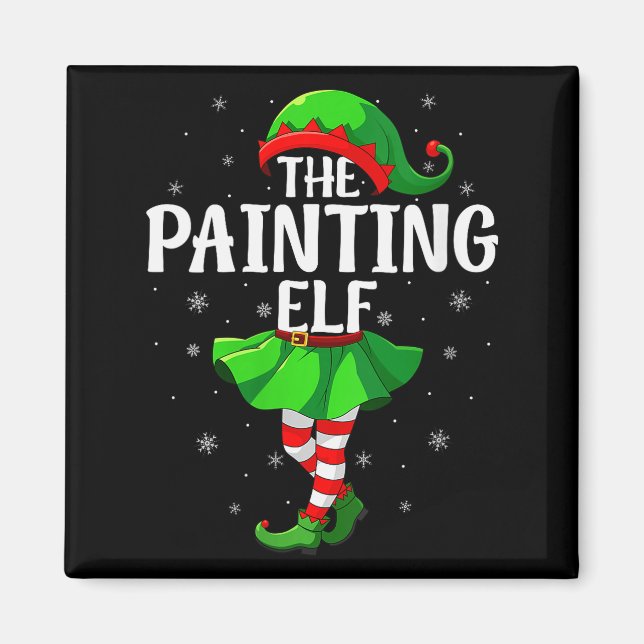 Womens Painting Elf Christmas Girls Women Elf Squa Magnet (Vorne)