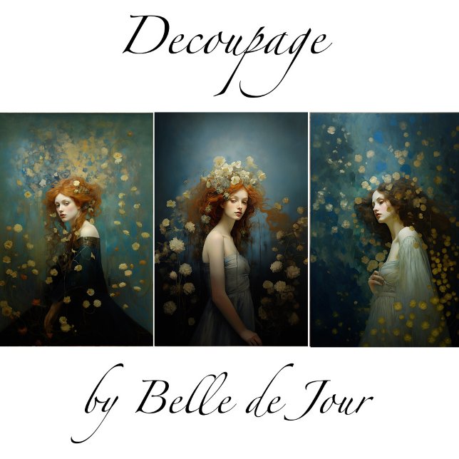 Women's paintings with gold accents decoupage  geschenkpapier set (Von Creator hochgeladen)