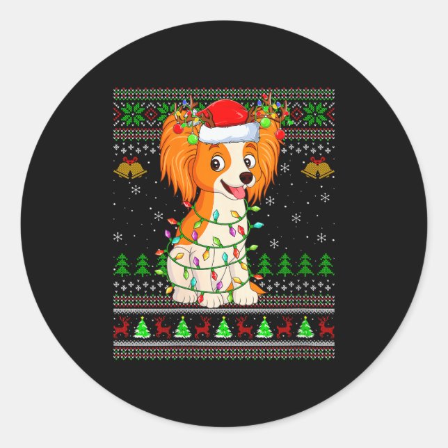 Womens Pallon Dog Ugly Christmas Sweaters Holiday  Runder Aufkleber (Vorderseite)