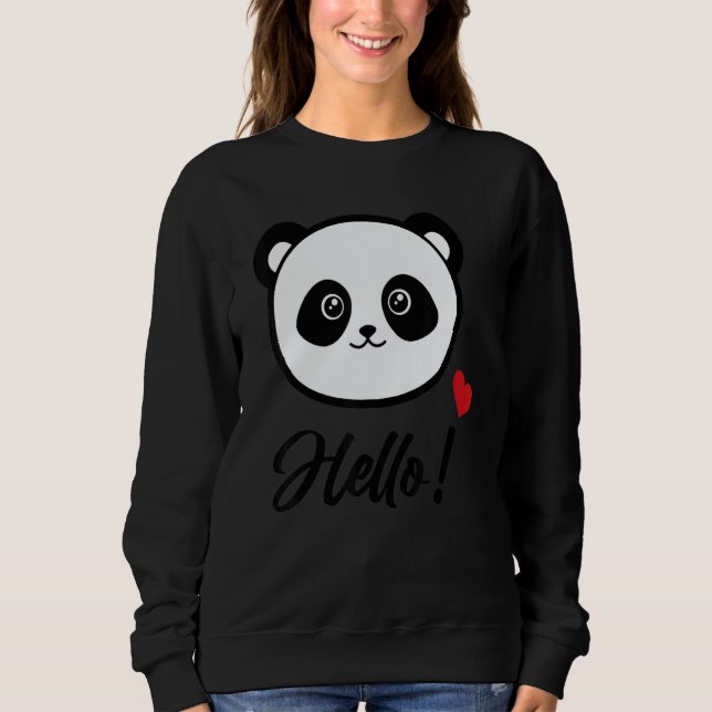 Womens  Panda 'hello' Sweatshirt (Vorderseite)