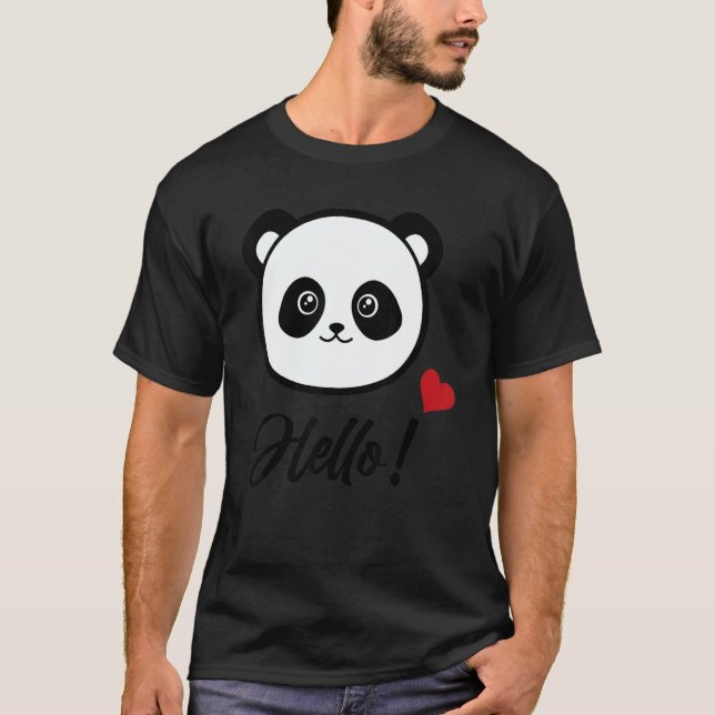 Womens  Panda 'hello' T-Shirt (Vorderseite)