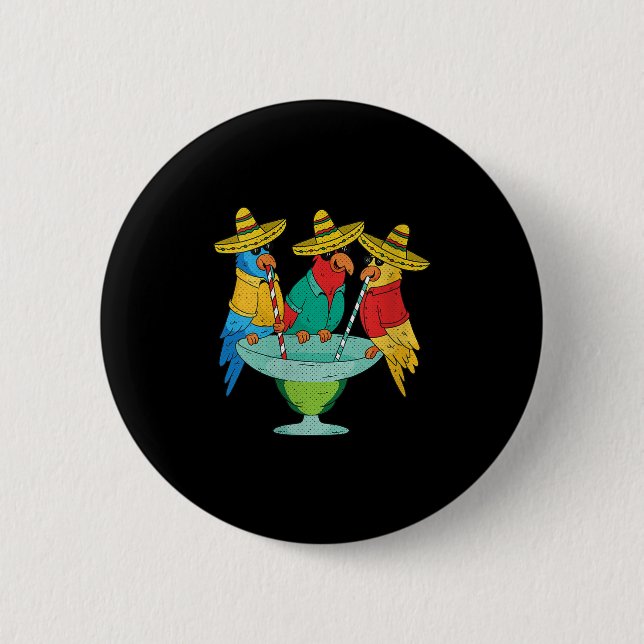 Womens Parrot Cinco De Mayo Funny Drinking Tequila Button (Vorderseite)