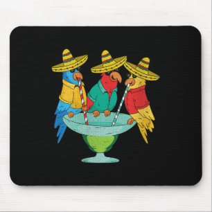 Womens Parrot Cinco De Mayo Funny Drinking Tequila Mousepad