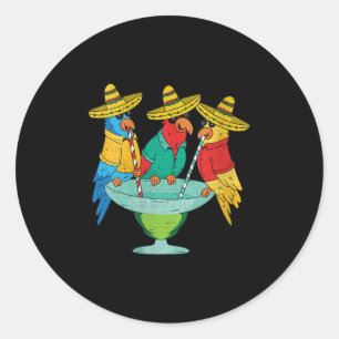 Womens Parrot Cinco De Mayo Funny Drinking Tequila Runder Aufkleber