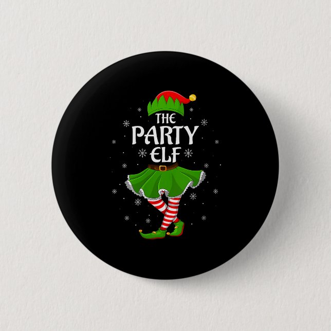 Womens Party Elf Christmas Family Girls Women Elf  Button (Vorderseite)