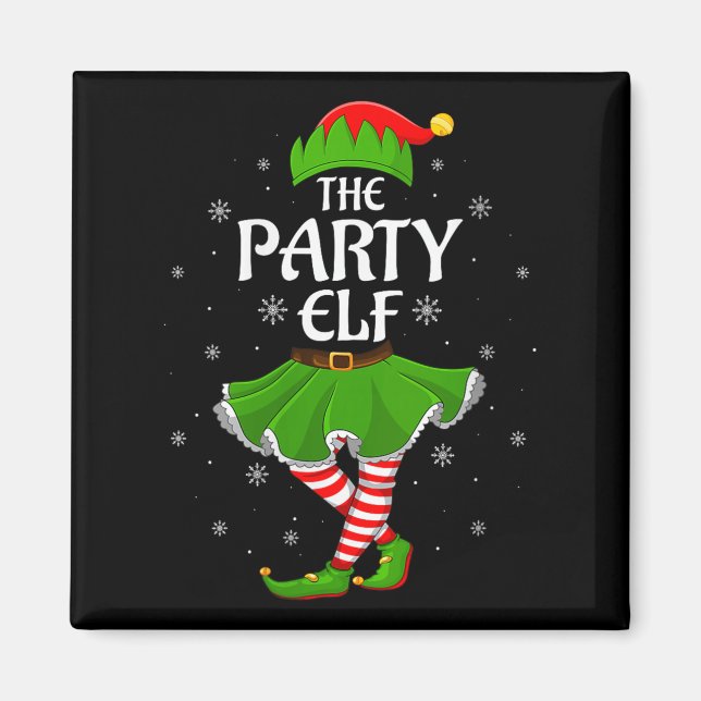 Womens Party Elf Christmas Family Girls Women Elf  Magnet (Vorne)
