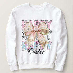 Womens Pastel Happy Oaster Coquette Bow Sweatshirt