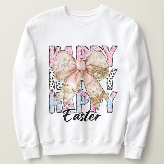Womens Pastel Happy Oaster Coquette Bow Sweatshirt (Design vorne)