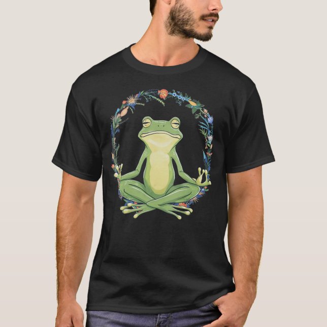 Womens Peace Sign Yoga Frogs Cool Peace Frog Flora T-Shirt (Vorderseite)