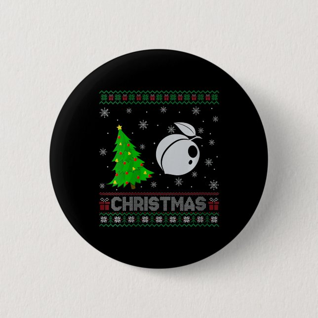 Womens Peach Xmas Tree Lighting Ugly Weihnachtssch Button (Vorderseite)