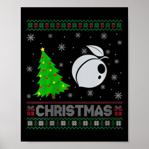 Womens Peach Xmas Tree Lighting Ugly Weihnachtssch Poster