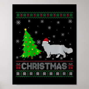 Womens Persian Cat Xmas Tree Lighting Ugly Christm Poster