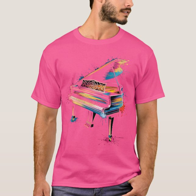 Womens Pianist Gift Piano Instrument Music Colour  T-Shirt (Vorderseite)