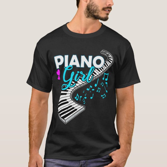 Womens Piano Player Girls Keyboard Music Teacher T-Shirt (Vorderseite)