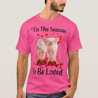 Womens Pig Liebe Herz Balloons Valentinstag Lov T-Shirt