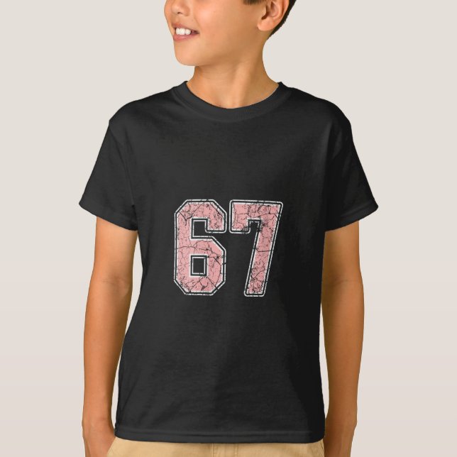 Womens Pink And White Number 67 Jersey Player Unif T-Shirt (Vorderseite)
