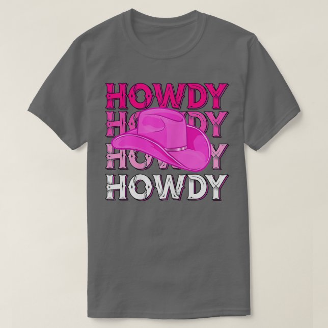 Womens Pink Howdy Cowgirl Western Country Rodeo Aw T-Shirt (Design vorne)