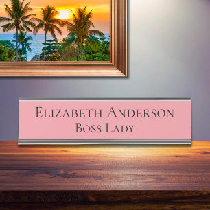 Womens Pink Name Plate Schreibtischnamensplakette