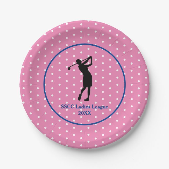 Women's Pink Punkt Golf Party Plate Pappteller (Vorderseite)