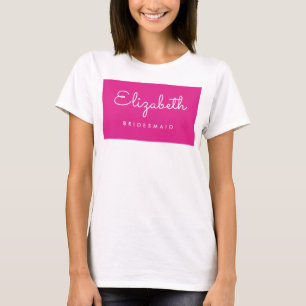 Womens Pink White Bachelorette Bridesmaid Elegant T-Shirt