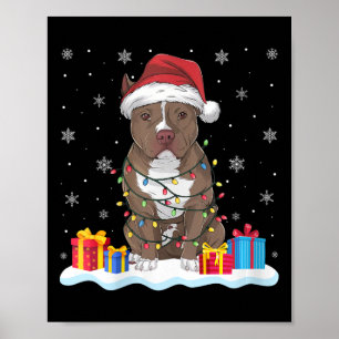Womens Pitbull Hund Weihnachtsmannmütze Weihnachts Poster