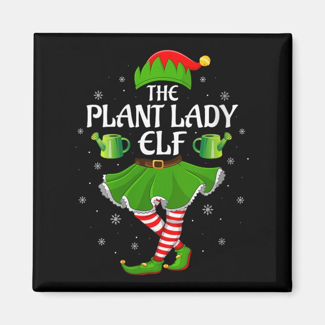 Womens Plant Lady Elf Christmas Family Girls Women Magnet (Vorne)