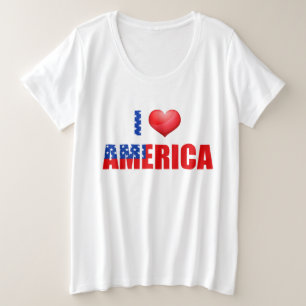 Women's Plus Size T - Shirt-I Liebe America Große Größe T-Shirt