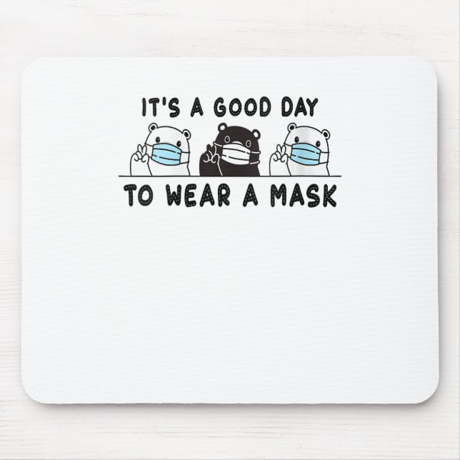 Womens Polar Bear Black Bear Wearing Face Mask Mousepad (Vorne)